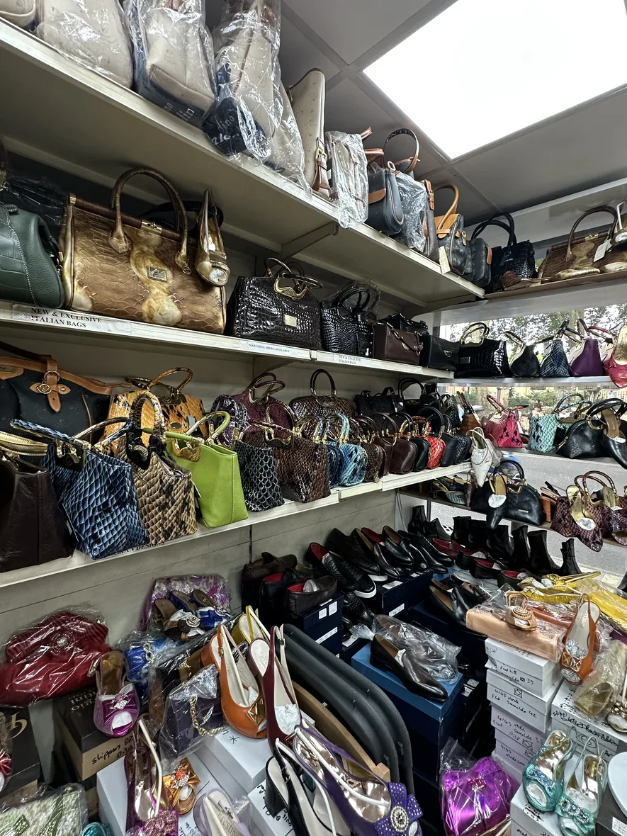 Shelves of Italian bags