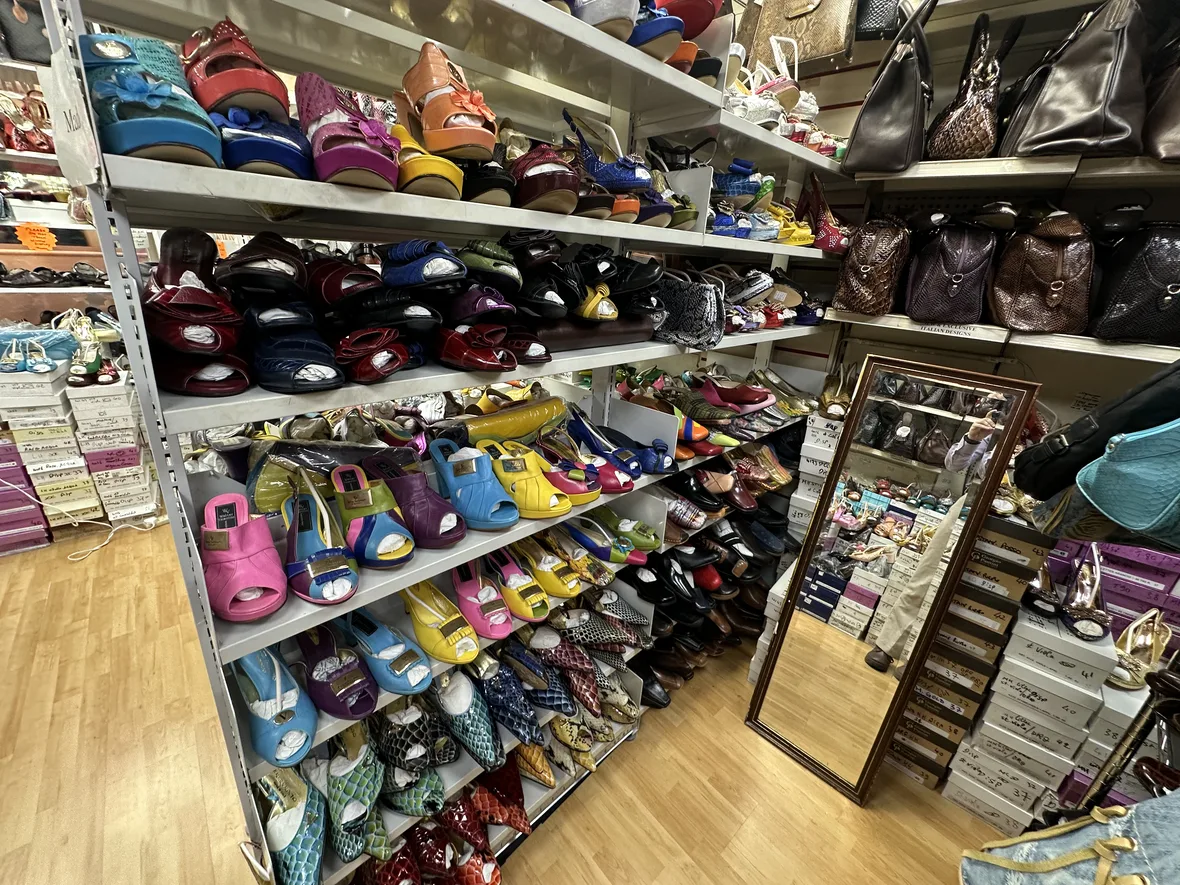 Shelves of Italian shoes